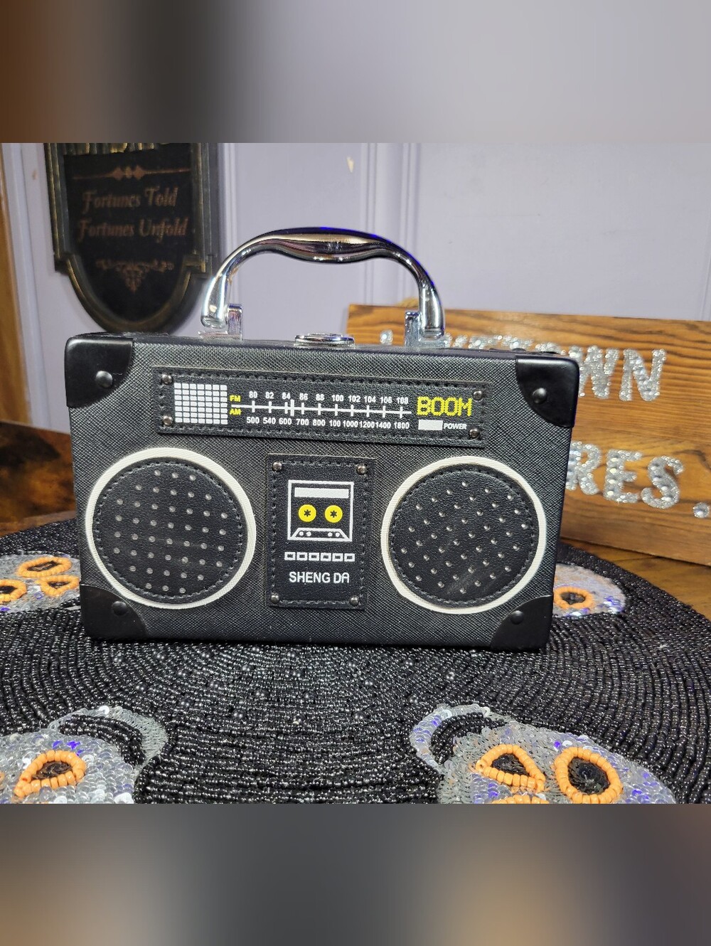 Retro Portable Boom Box Style Speaker Bag - Black